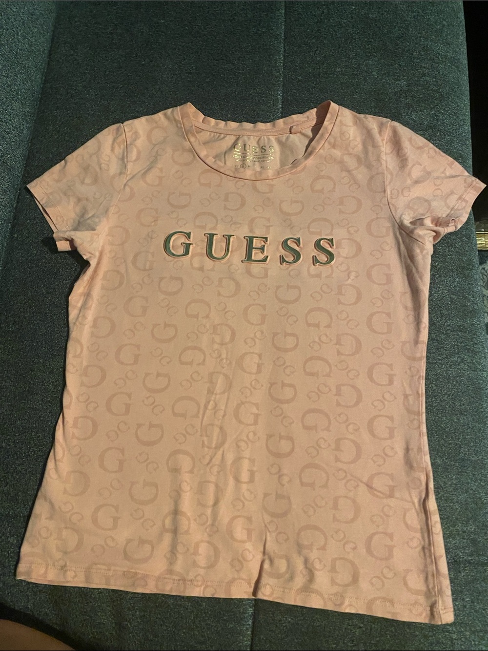 GUESS Pink Logo Tee with Subtle Monogram